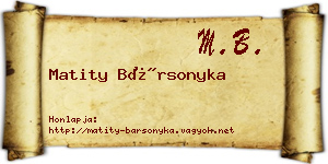 Matity Bársonyka névjegykártya